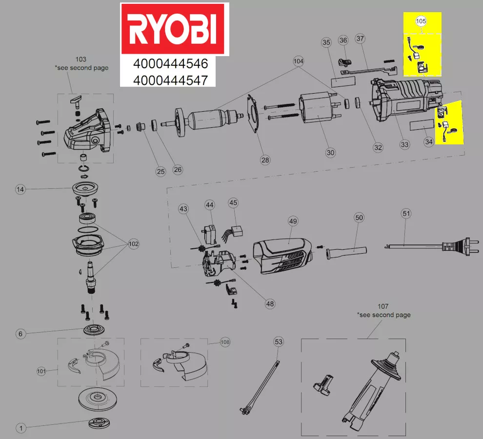 balais de charbon réf. 5131033164 Ryobi